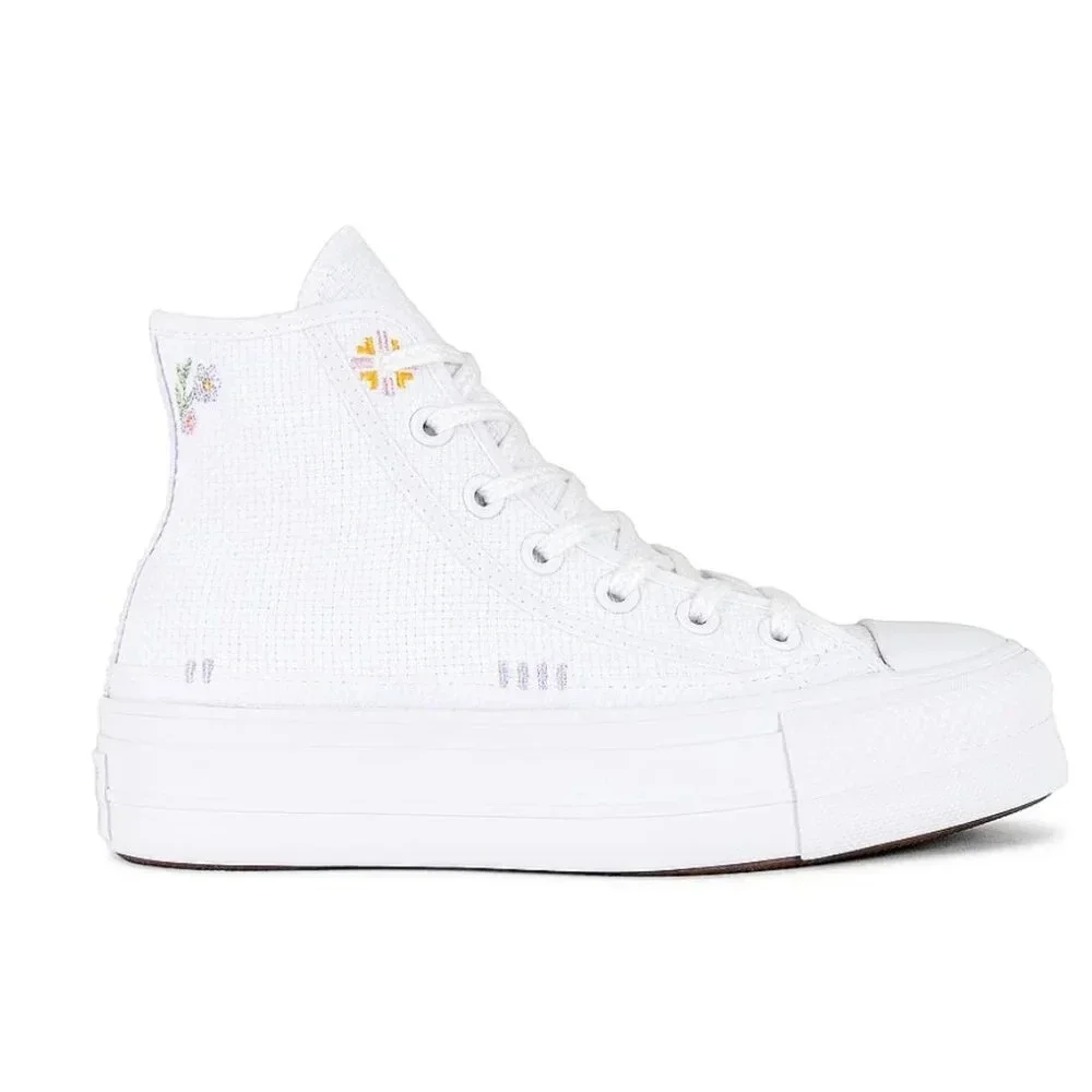 Converse Chuck Taylor All Star Lift Embroidery Hightop Platform Sneakers Sz 10.5 - Picture 3 of 16